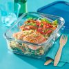 Pyrex Pyrex® MealBox™ 5.8-cup Divided Glass Food Storage Container with Blue Lid